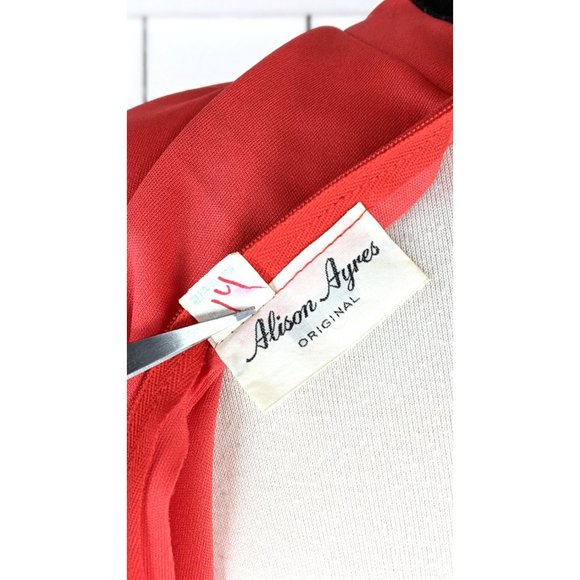 Vintage Alison Ayres red black bell sleeve maxi dress - Picture 8 of 10